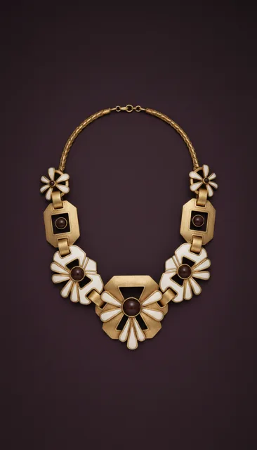 Gilded Statement Necklace with Art Deco Links