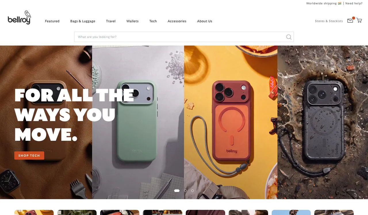 Bellroy homepage