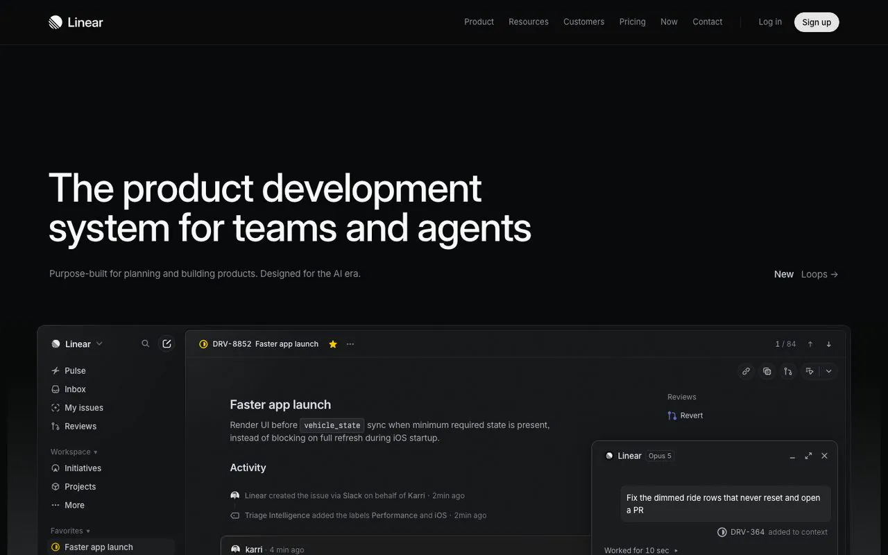 Linear homepage